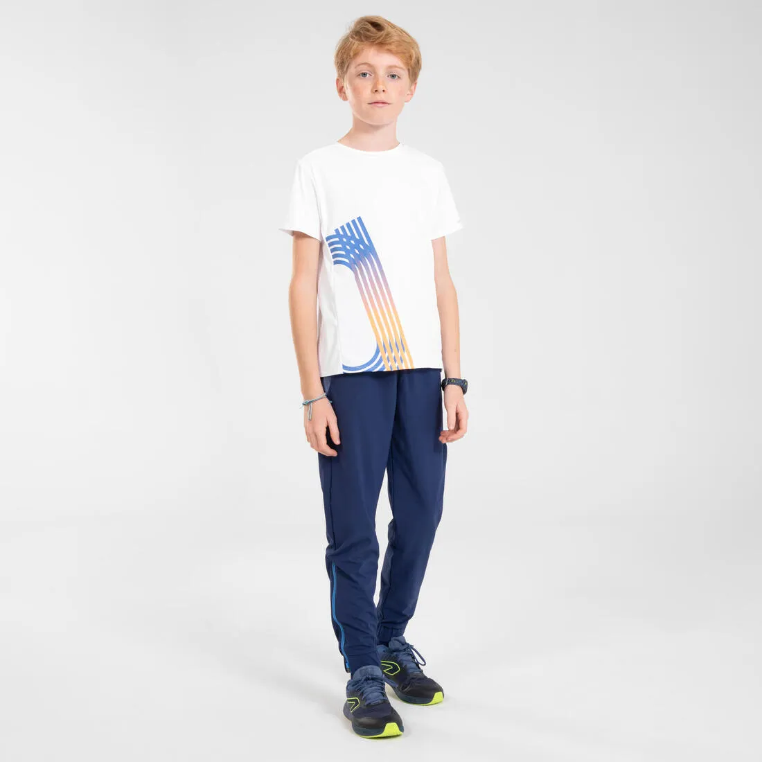 Kids Running Trousers w/ Zip - Kiprun Dry  Navy