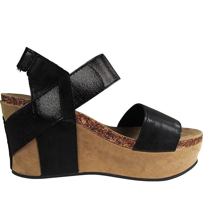 Large Size Double Band Wedges Sandals