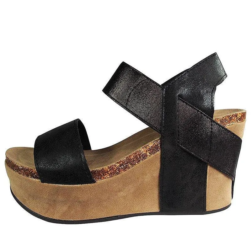 Large Size Double Band Wedges Sandals