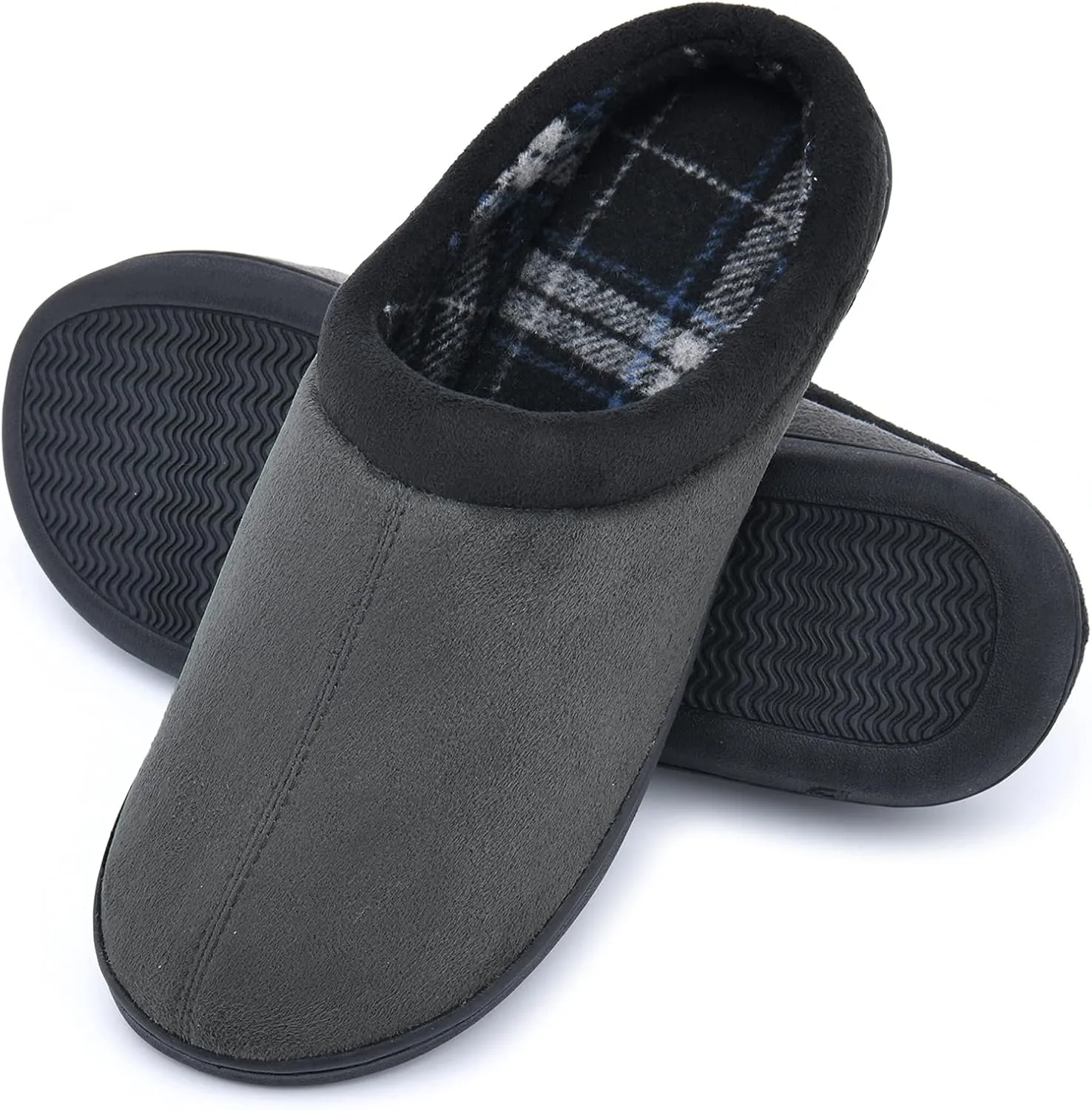 LORDFON Memory Foam Mens Slippers Slip-On Comfy House Slippers for Men Indoor Outdoor Non-Slip Warm Winter Men??s Bedroom Slippers Size