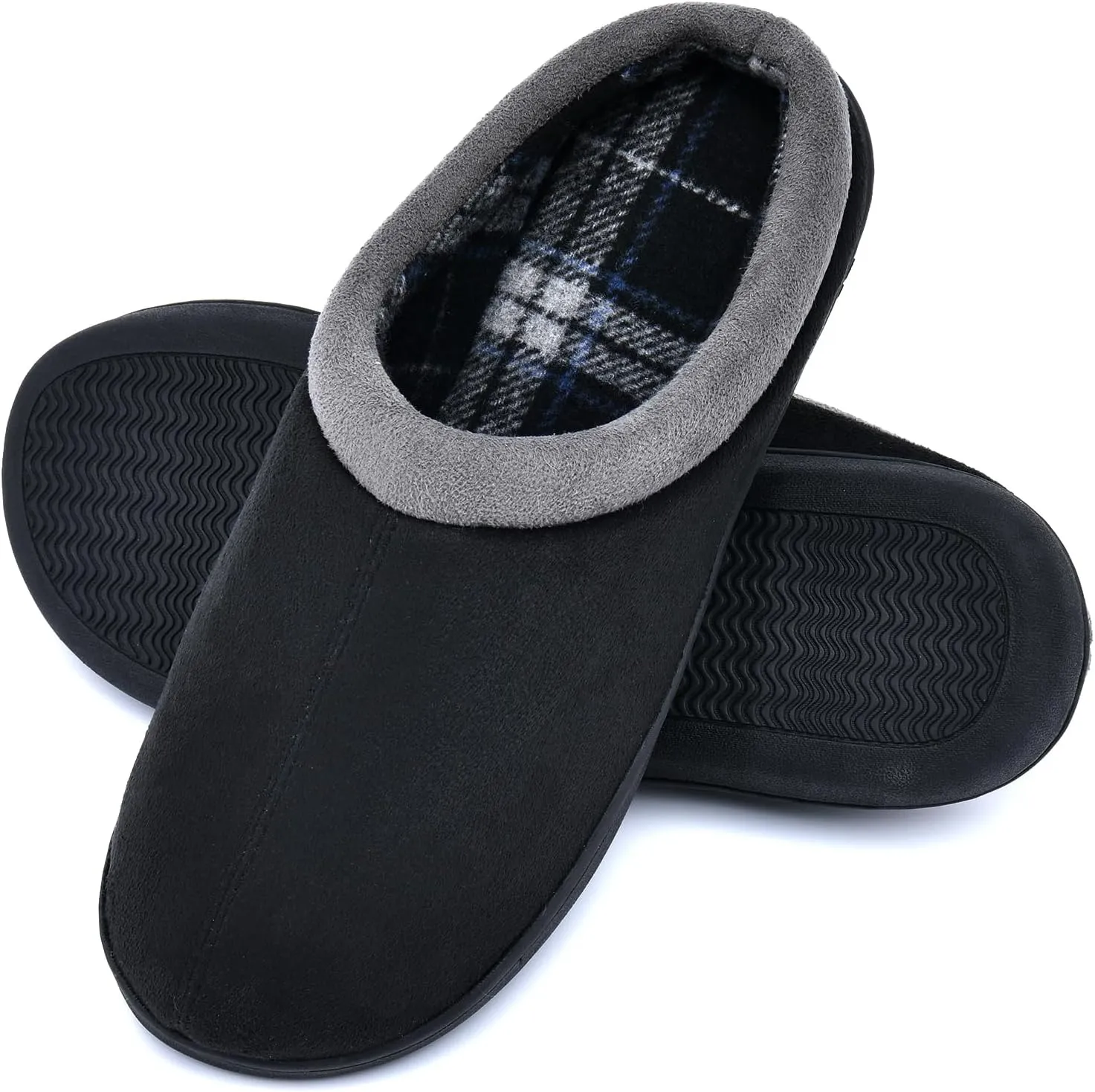 LORDFON Memory Foam Mens Slippers Slip-On Comfy House Slippers for Men Indoor Outdoor Non-Slip Warm Winter Men??s Bedroom Slippers Size