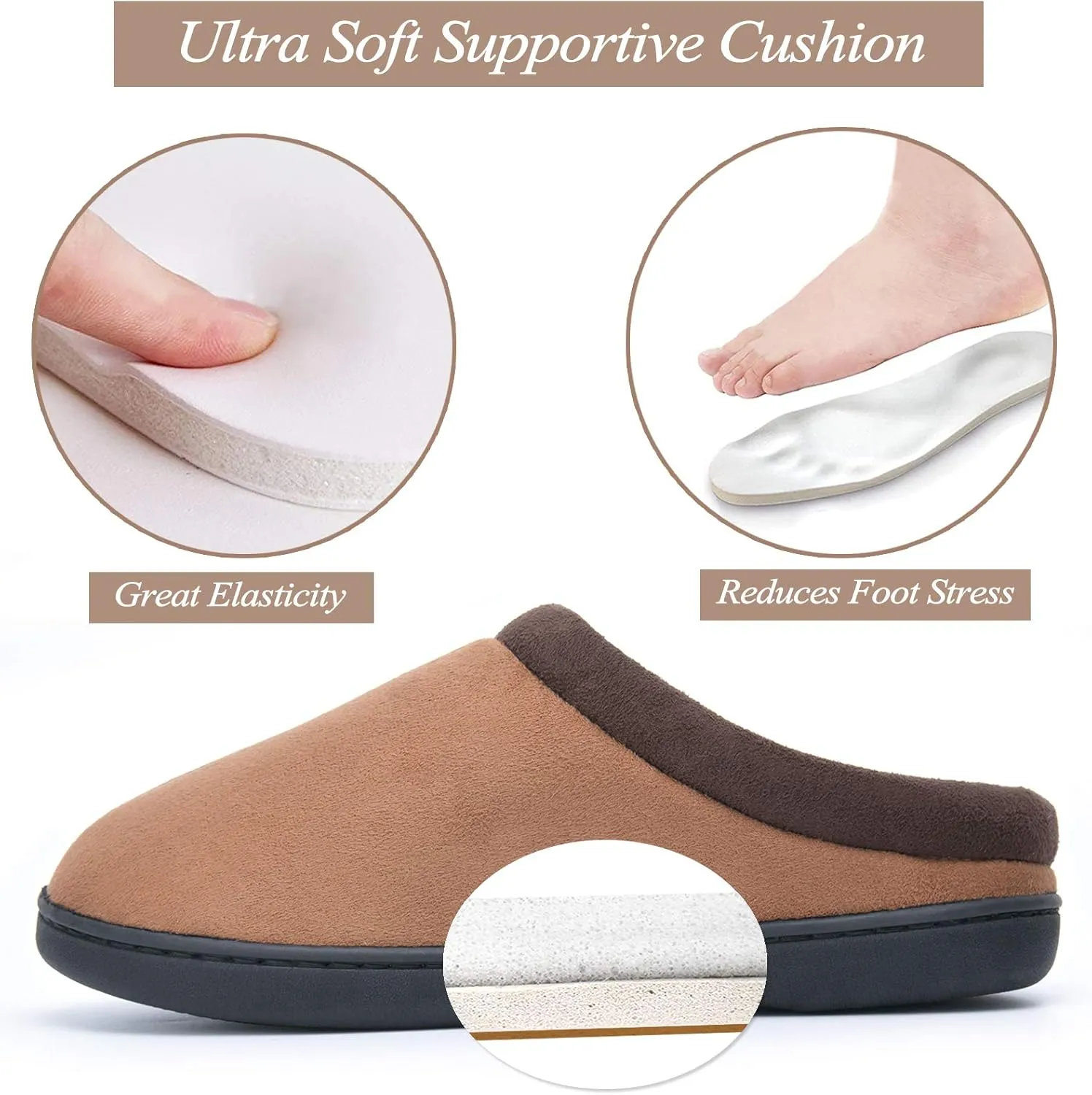 LORDFON Memory Foam Mens Slippers Slip-On Comfy House Slippers for Men Indoor Outdoor Non-Slip Warm Winter Men??s Bedroom Slippers Size