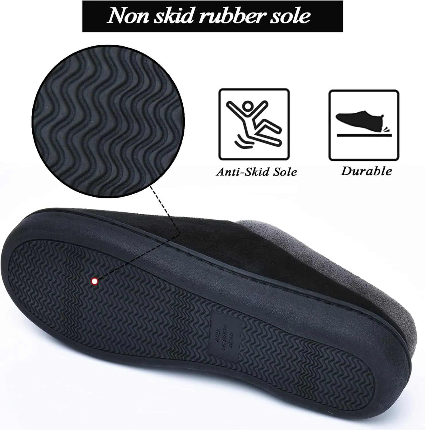 LORDFON Memory Foam Mens Slippers Slip-On Comfy House Slippers for Men Indoor Outdoor Non-Slip Warm Winter Men??s Bedroom Slippers Size
