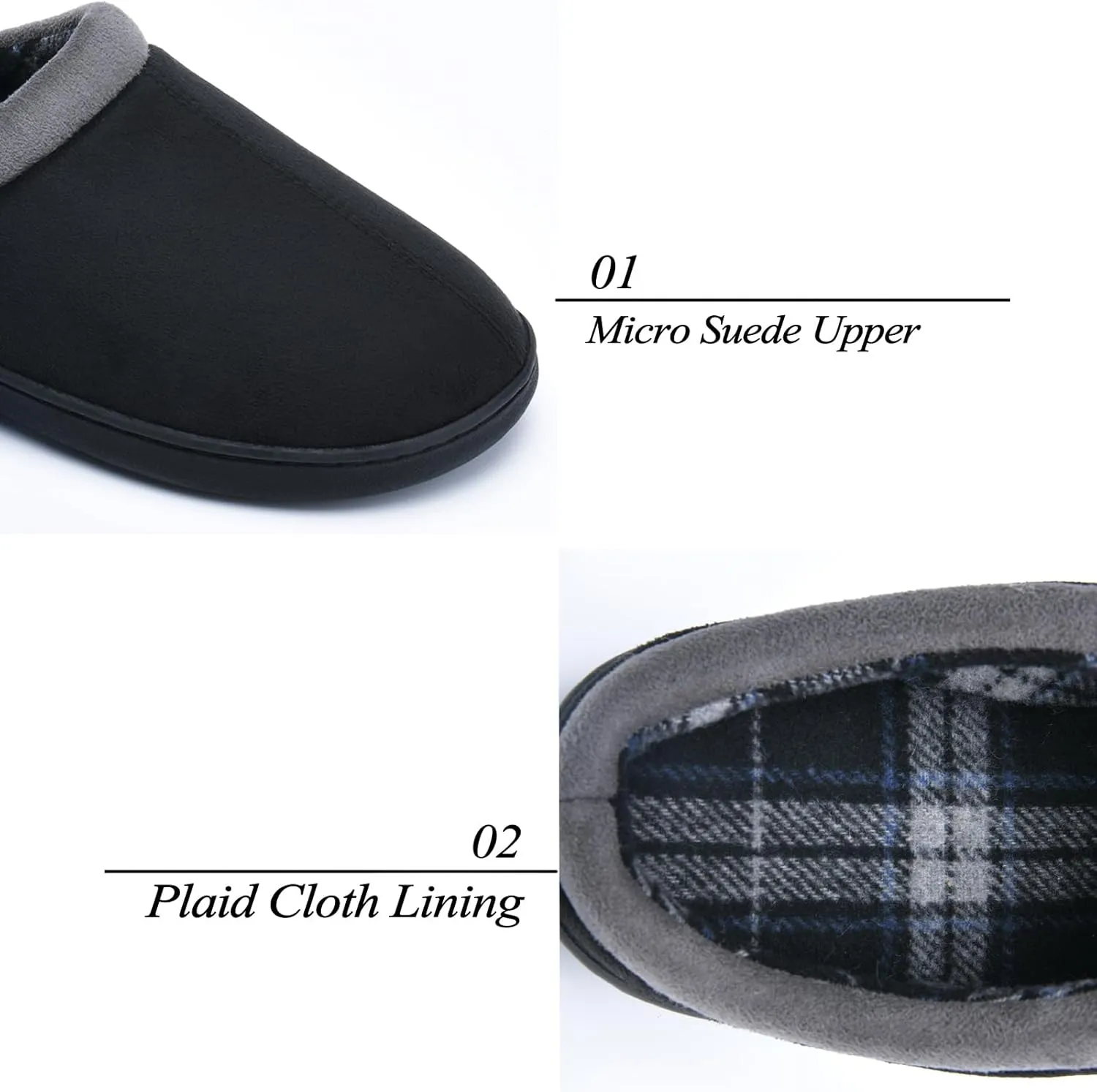 LORDFON Memory Foam Mens Slippers Slip-On Comfy House Slippers for Men Indoor Outdoor Non-Slip Warm Winter Men??s Bedroom Slippers Size