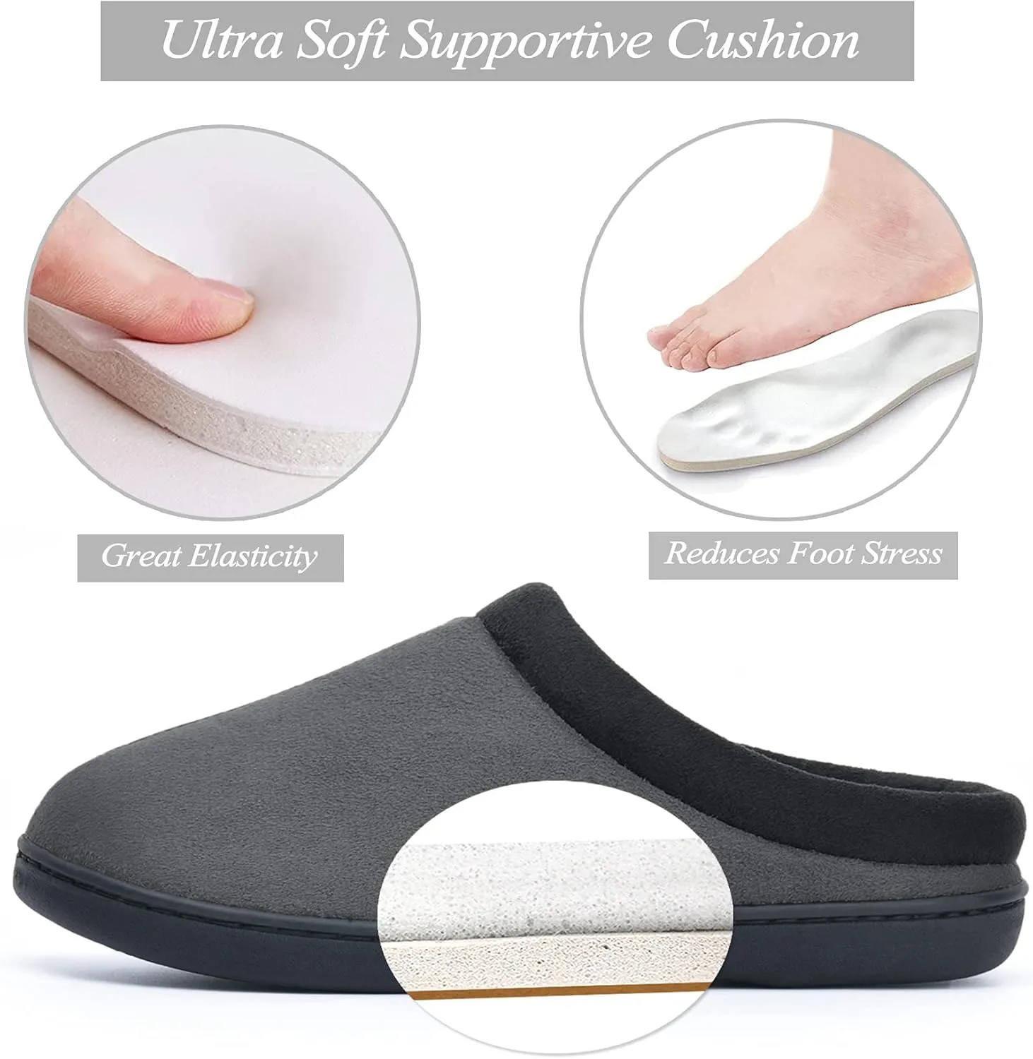 LORDFON Memory Foam Mens Slippers Slip-On Comfy House Slippers for Men Indoor Outdoor Non-Slip Warm Winter Men??s Bedroom Slippers Size