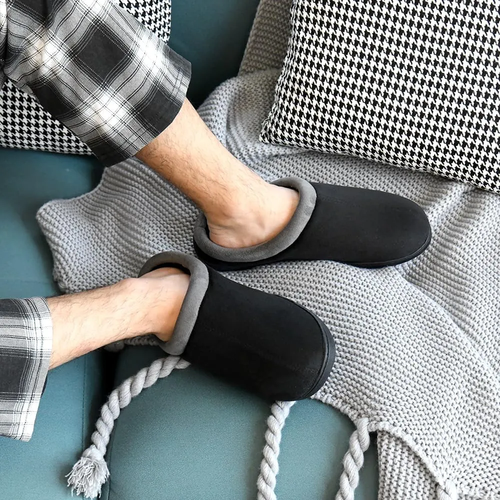LORDFON Memory Foam Mens Slippers Slip-On Comfy House Slippers for Men Indoor Outdoor Non-Slip Warm Winter Men??s Bedroom Slippers Size