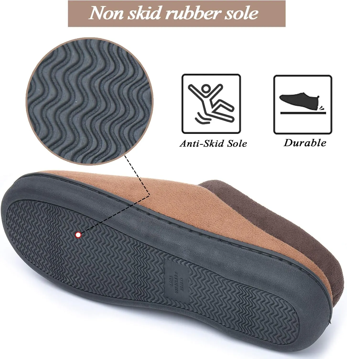 LORDFON Memory Foam Mens Slippers Slip-On Comfy House Slippers for Men Indoor Outdoor Non-Slip Warm Winter Men??s Bedroom Slippers Size