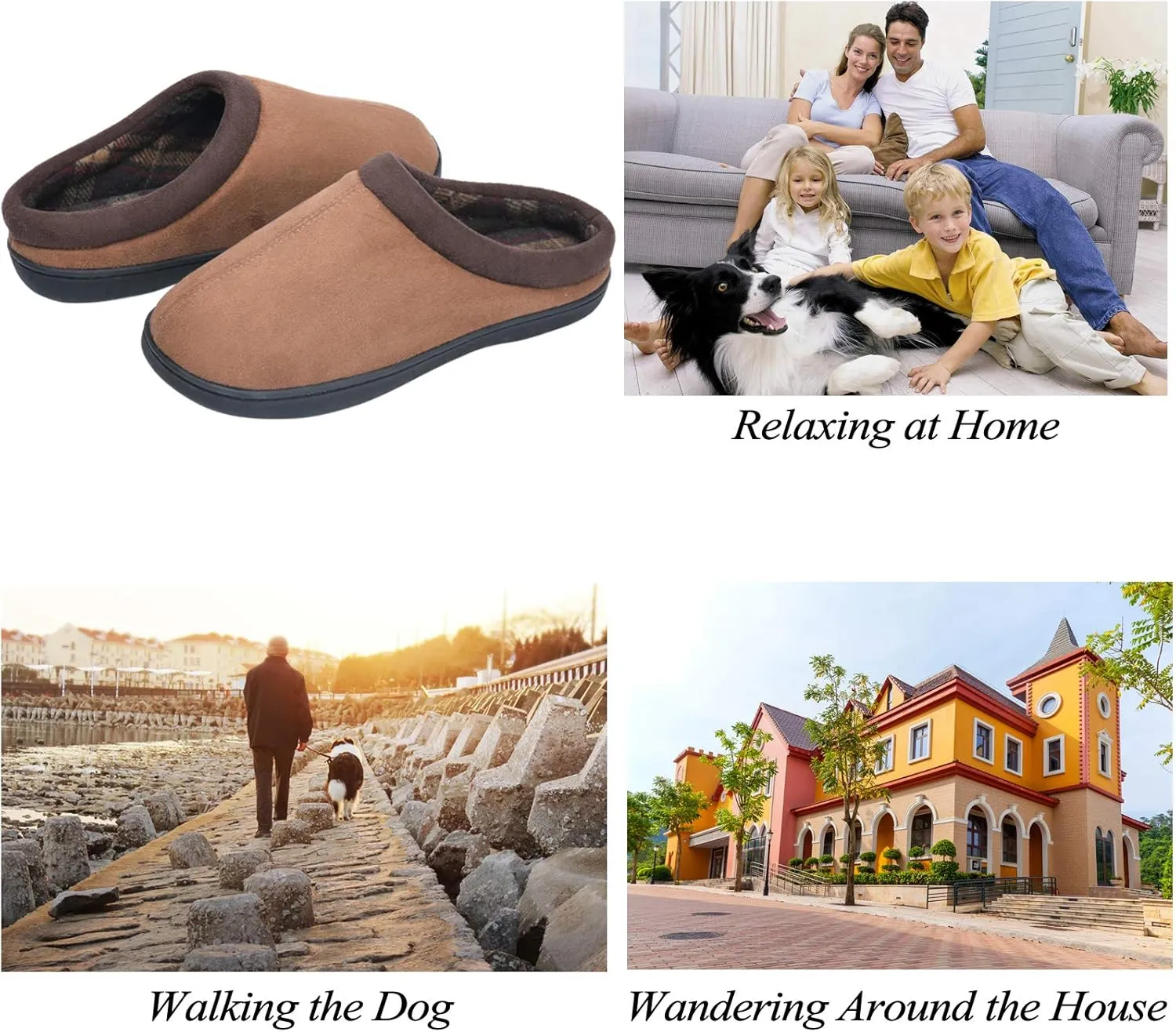 LORDFON Memory Foam Mens Slippers Slip-On Comfy House Slippers for Men Indoor Outdoor Non-Slip Warm Winter Men??s Bedroom Slippers Size