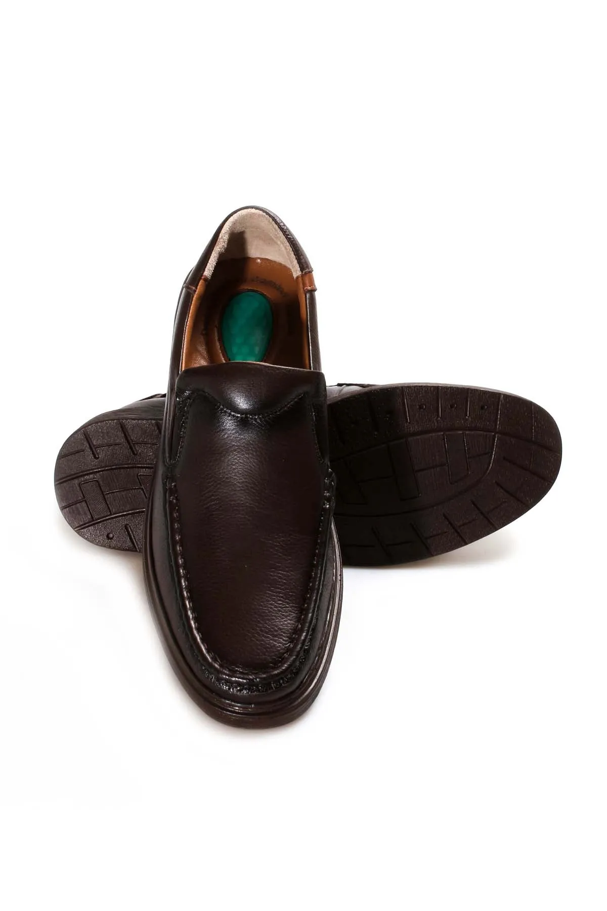 Men's Black Leather Cushioned Slip-On Loafers - Wessi