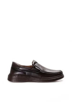 Men's Black Leather Cushioned Slip-On Loafers - Wessi