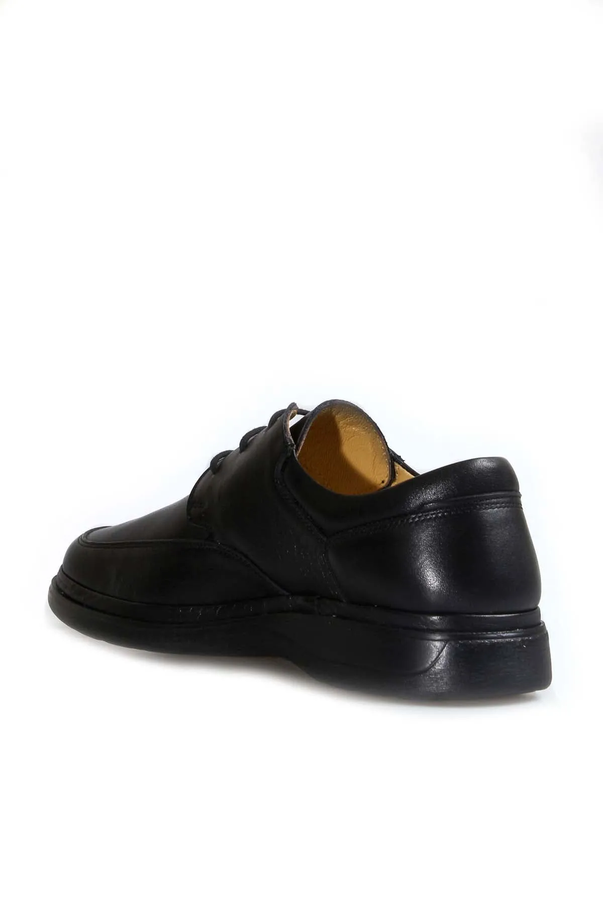 Men's Black Leather Lace-Up Shoes with Cushioned Sole - Wessi