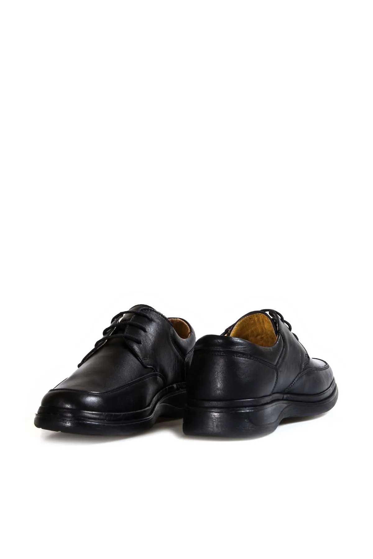 Men's Black Leather Lace-Up Shoes with Cushioned Sole - Wessi