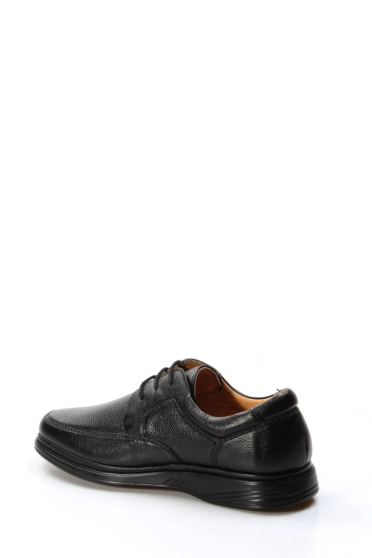 Men's Black Pebbled Leather Lace-Up Shoes - Wessi