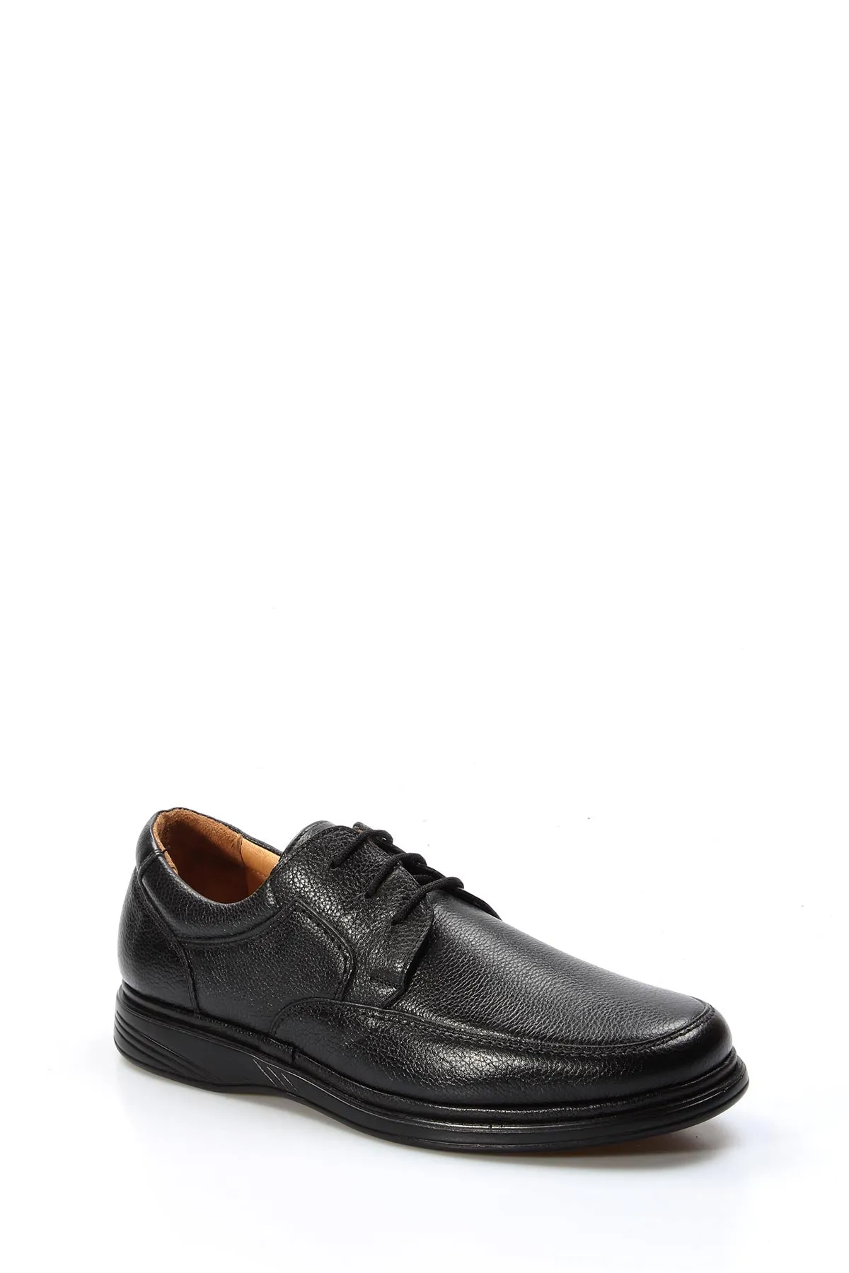 Men's Black Pebbled Leather Lace-Up Shoes - Wessi