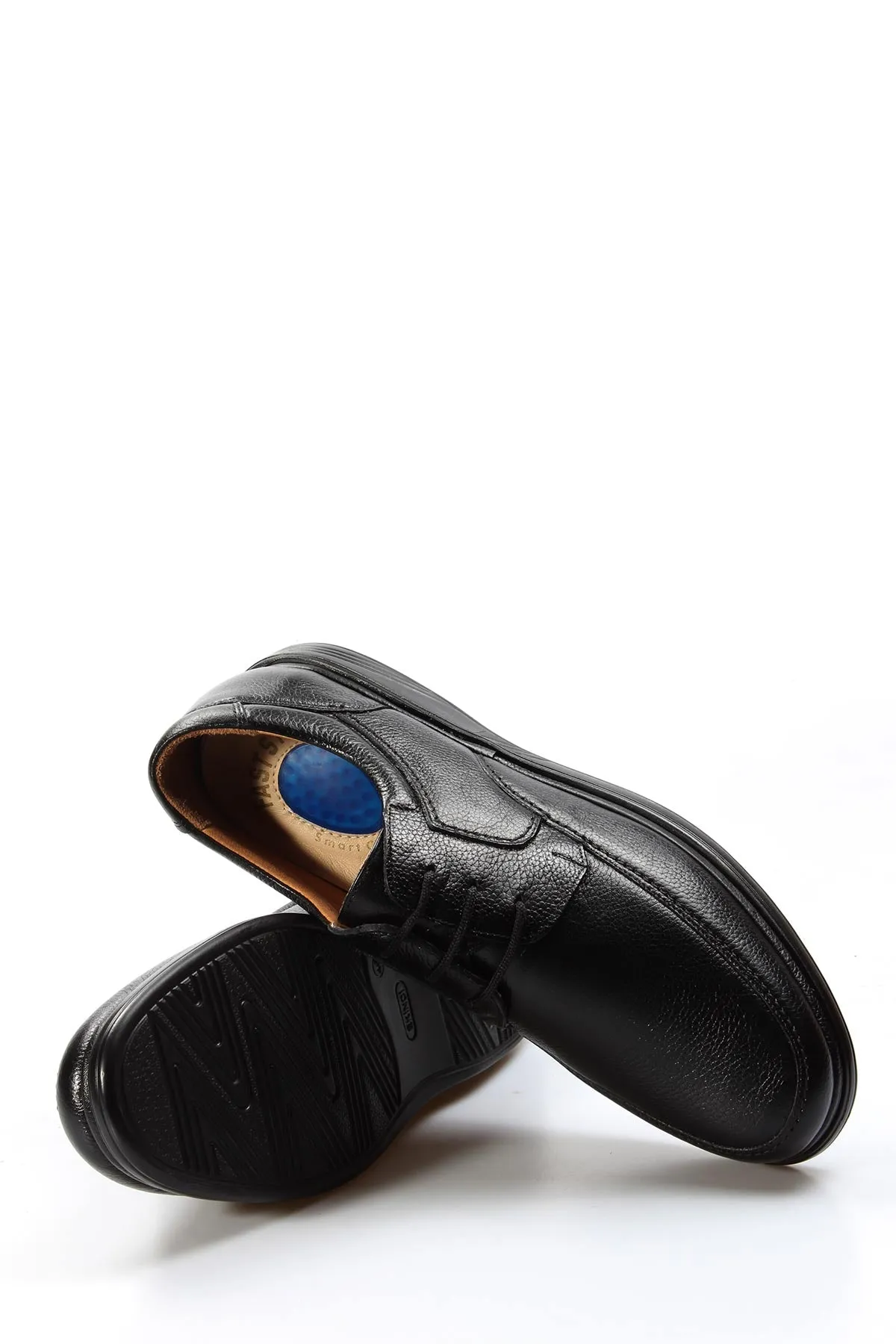 Men's Black Pebbled Leather Lace-Up Shoes - Wessi