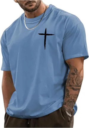 Men's Plus Size Graphic Print Round Neck Tee Short Sleeve Regular Fit Pullover T Shirt