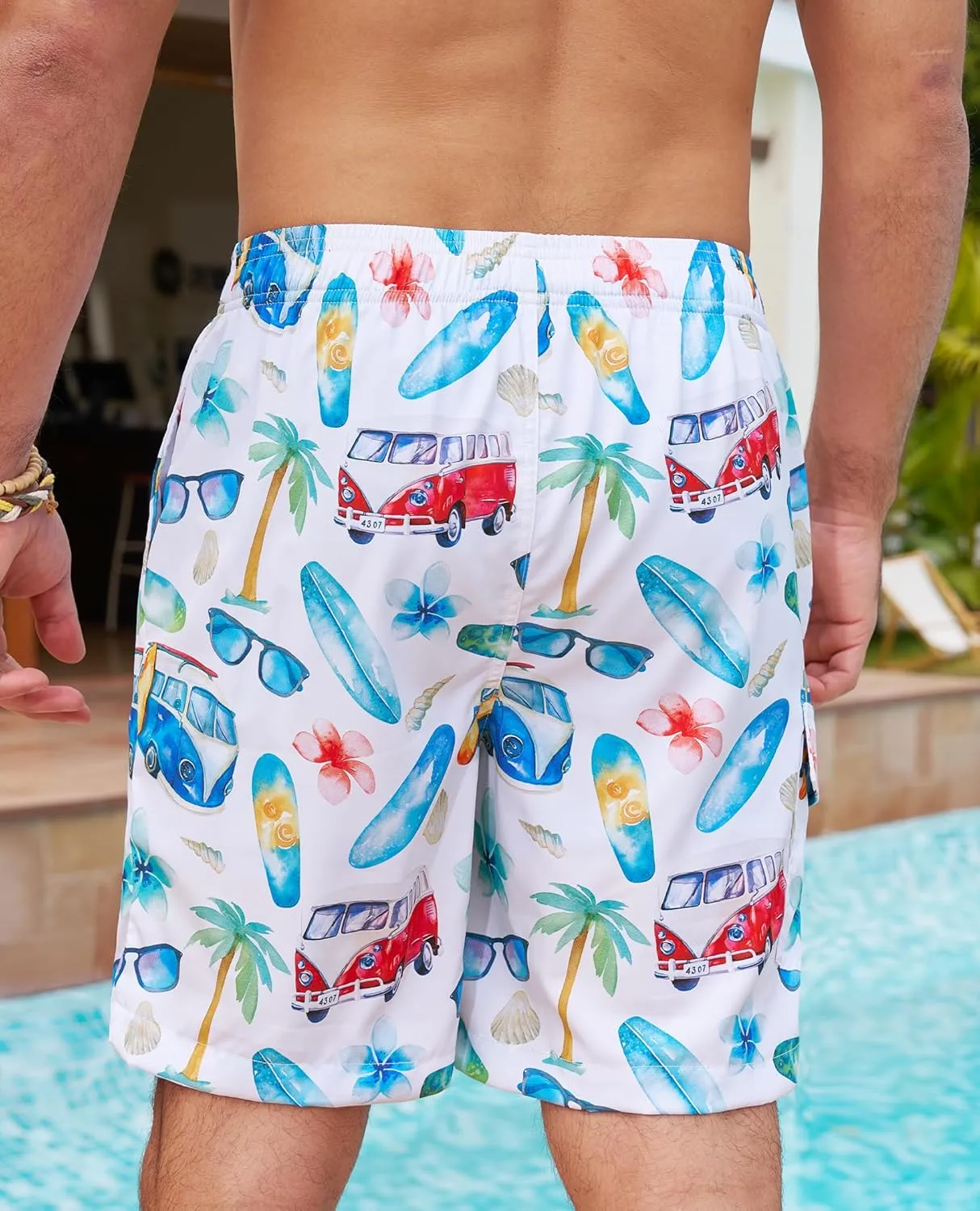 Milin Naco Mens Swim Trunks 7" Compression Liner Quick Dry 2 in 1 Board Shorts with Zip Pockets Bathing Suits for Men