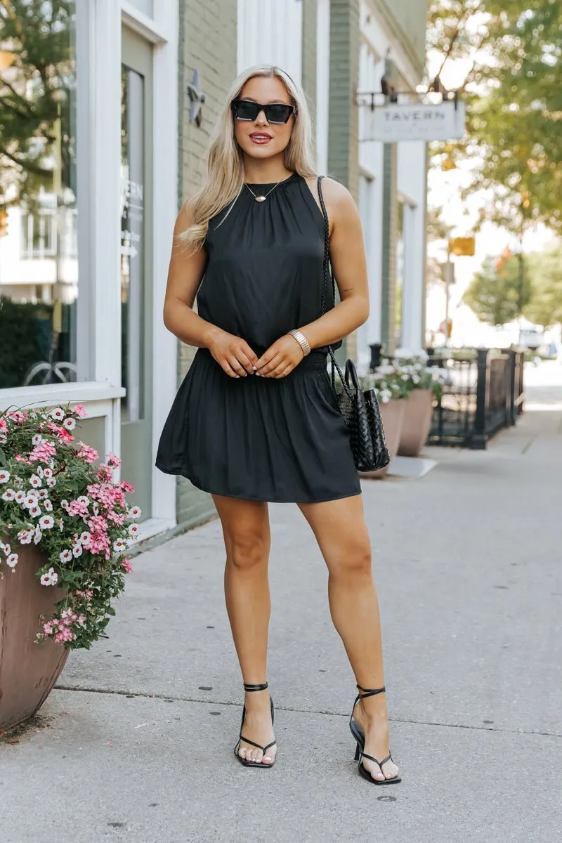 MUSE Black Smocked Mini Dress - FINAL SALE