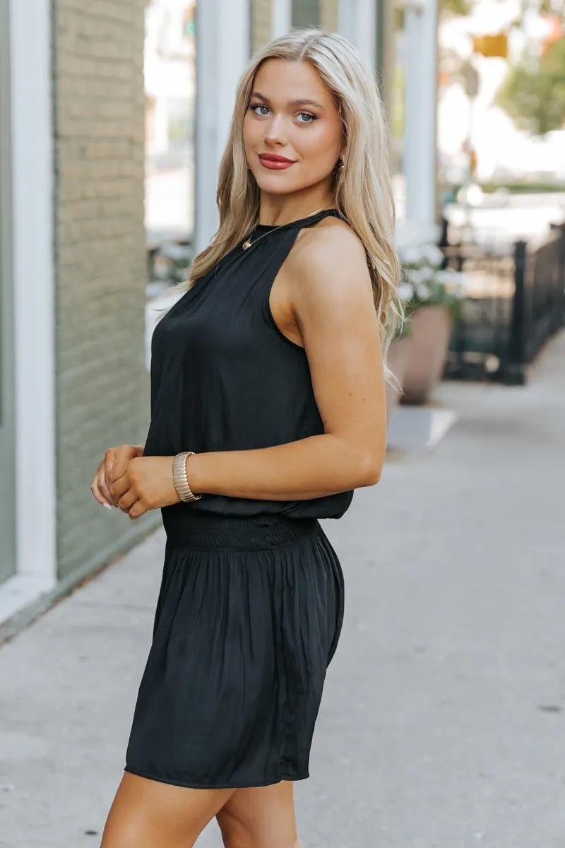 MUSE Black Smocked Mini Dress - FINAL SALE