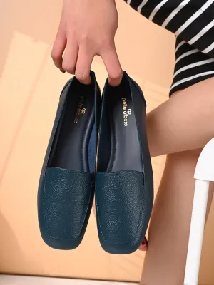 Pelle Albero Female's Blue Leather Flat Ballerina