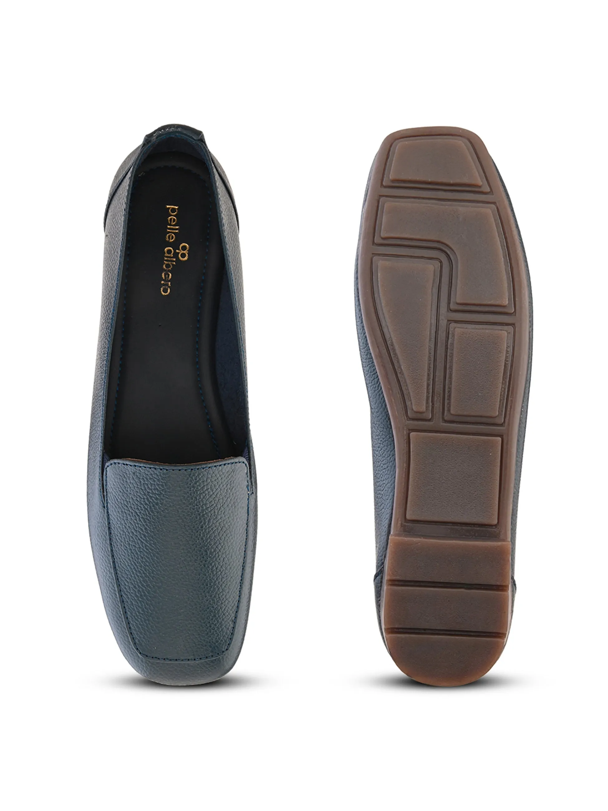 Pelle Albero Female's Blue Leather Flat Ballerina