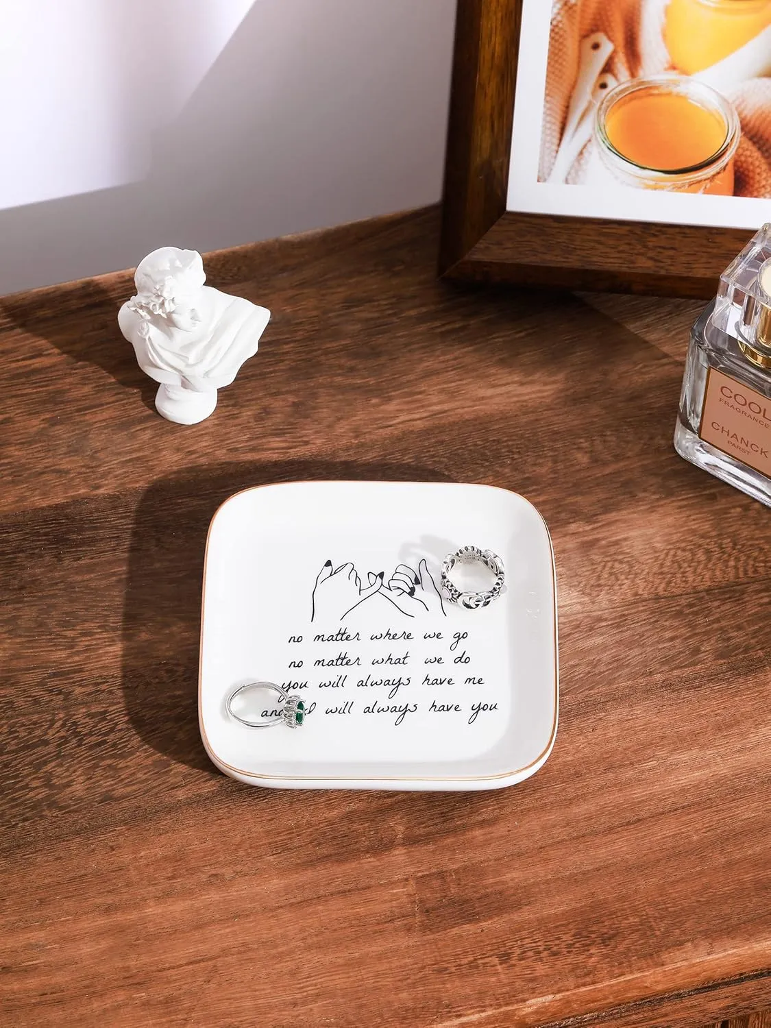 PUDDING CABIN Friend Gifts for Women ??No Matter Where We Go, No Matter What We Do, You Will Always Have Me, and I Will Always Have You! ??Gifts for Friends Going Away Friendship Ceramic Ring Dish
