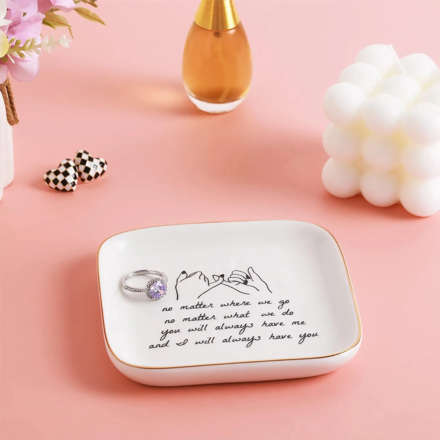 PUDDING CABIN Friend Gifts for Women ??No Matter Where We Go, No Matter What We Do, You Will Always Have Me, and I Will Always Have You! ??Gifts for Friends Going Away Friendship Ceramic Ring Dish
