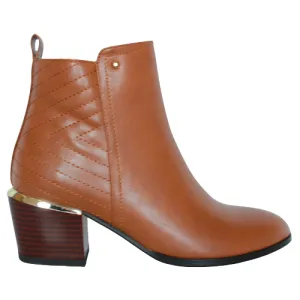 Redz Block Heeled Ankle Boots - 81469 - Tan
