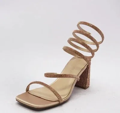 Rhinestone Chunky Low Block Wrap Around Heels Vana-16