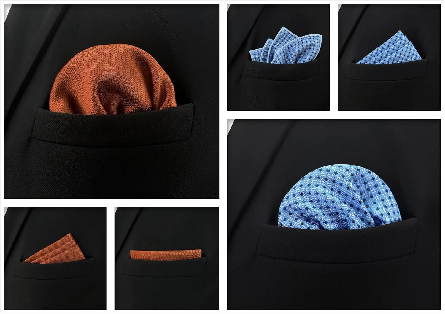 SHLAX&WING 5 Pieces Assorted Mens Silk Pocket Square Set Handkerchiefs