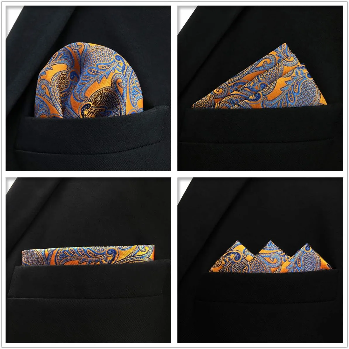 SHLAX&WING 5 Pieces Assorted Mens Silk Pocket Square Set Handkerchiefs