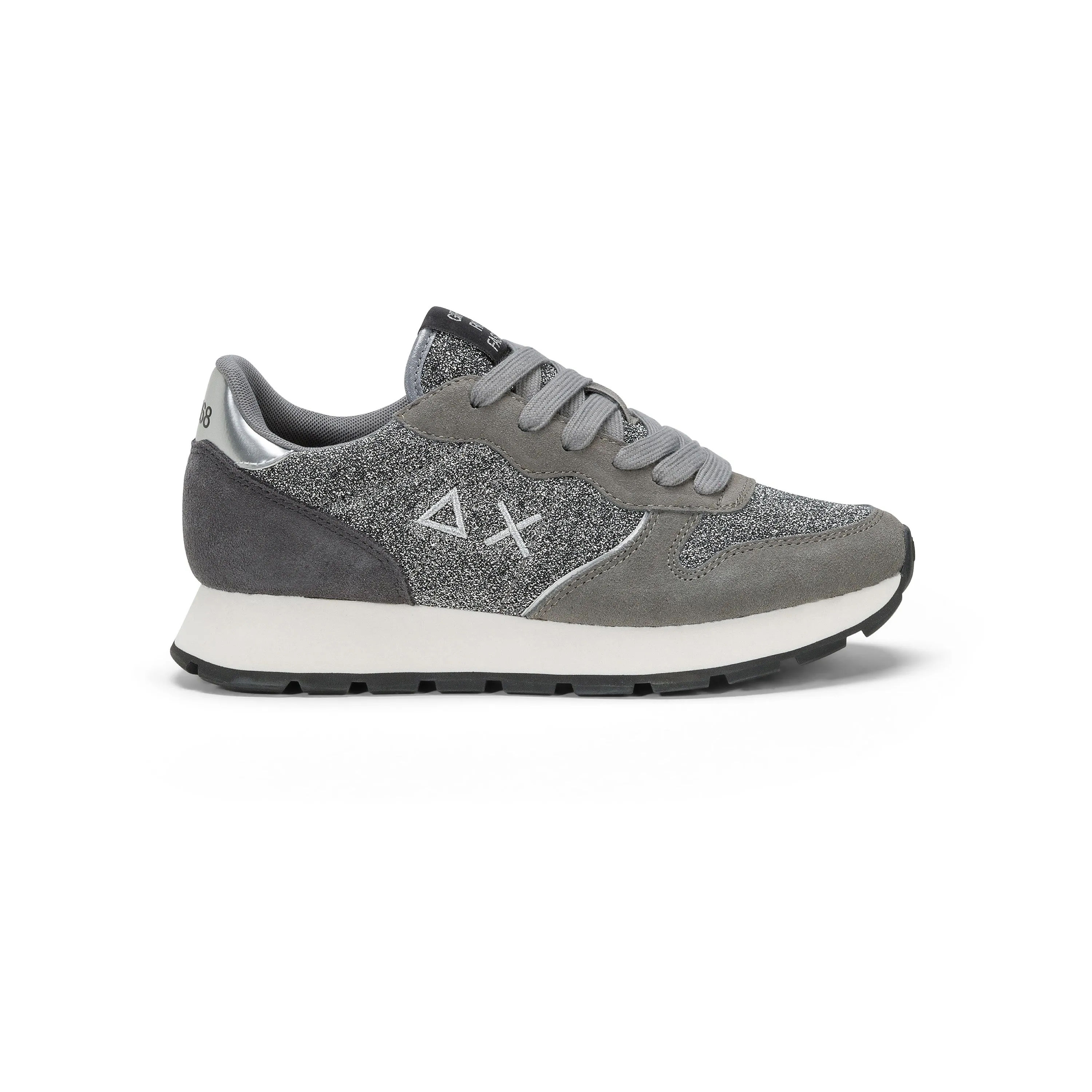 SUN68 ALLY GLITTER TEXTILE MEDIUM GREY SNEAKERS FOR WOMEN
