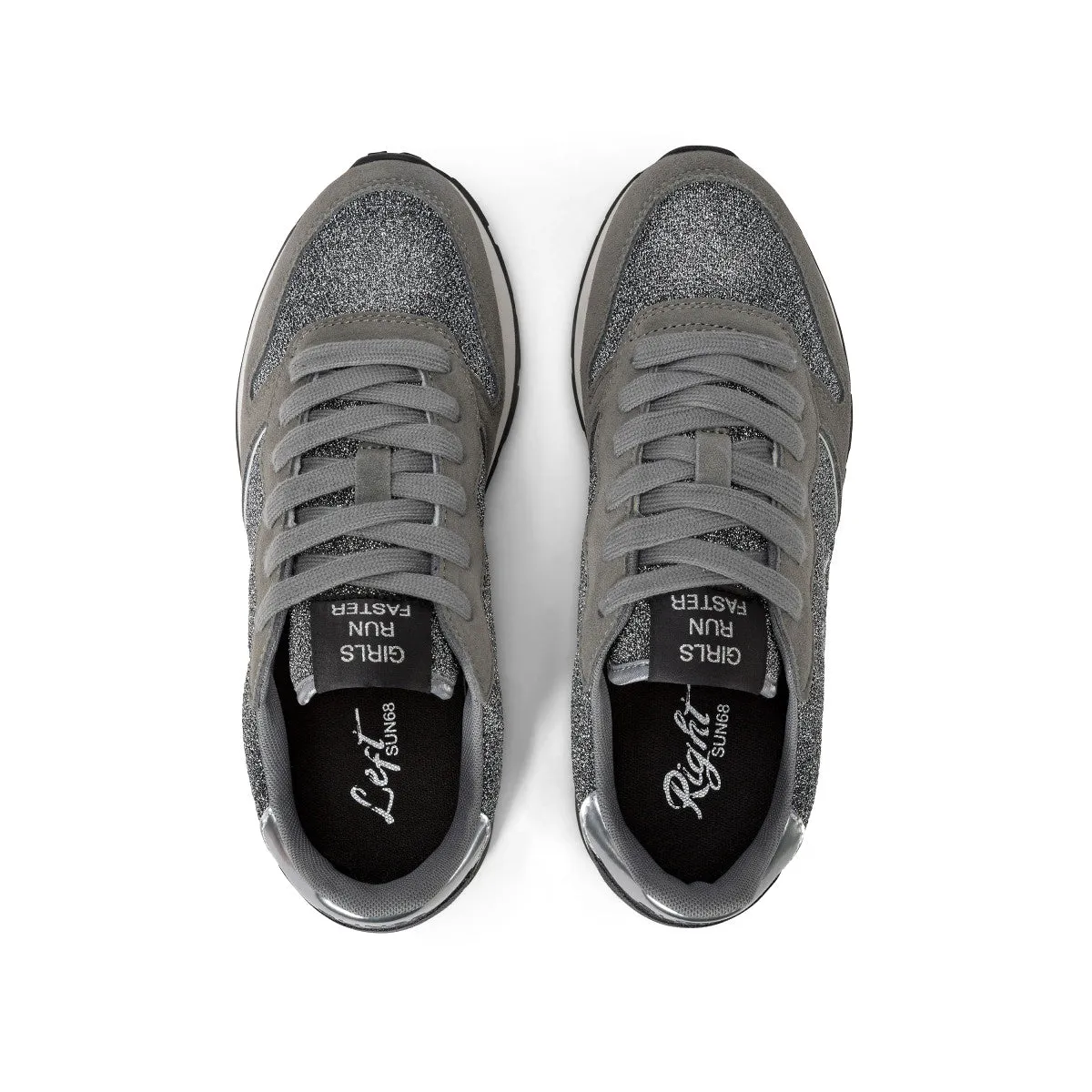 SUN68 ALLY GLITTER TEXTILE MEDIUM GREY SNEAKERS FOR WOMEN