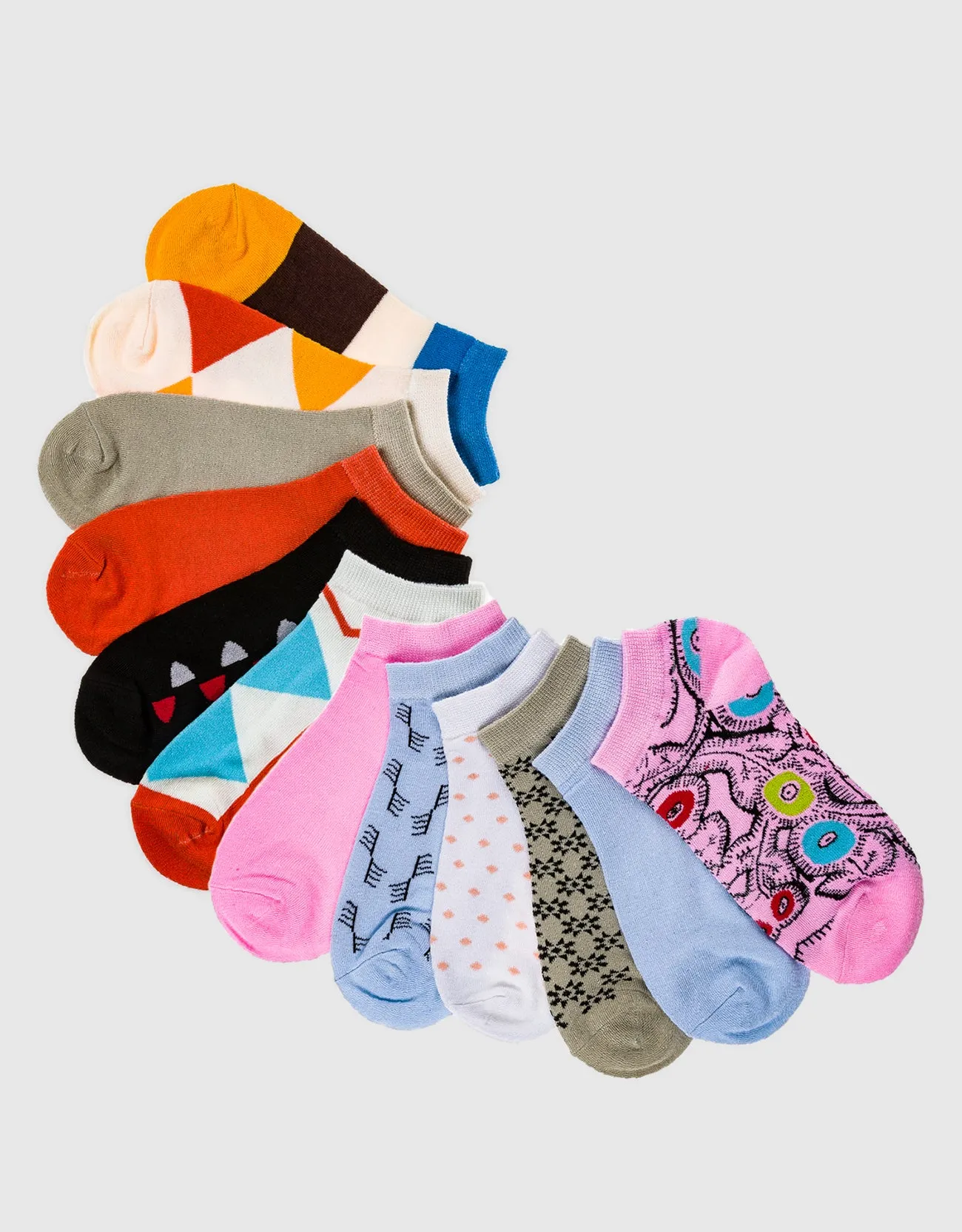 Womens Multicolor Ankle Socks 12 Pack