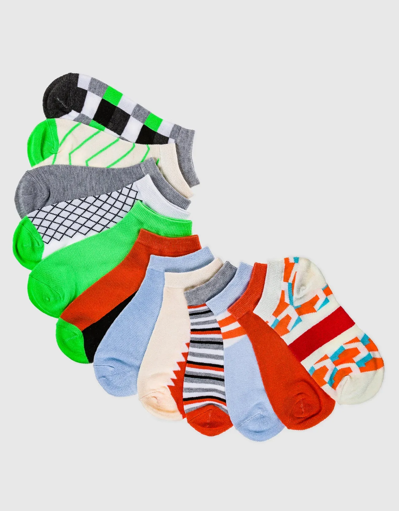 Womens Multicolor Ankle Socks 12 Pack