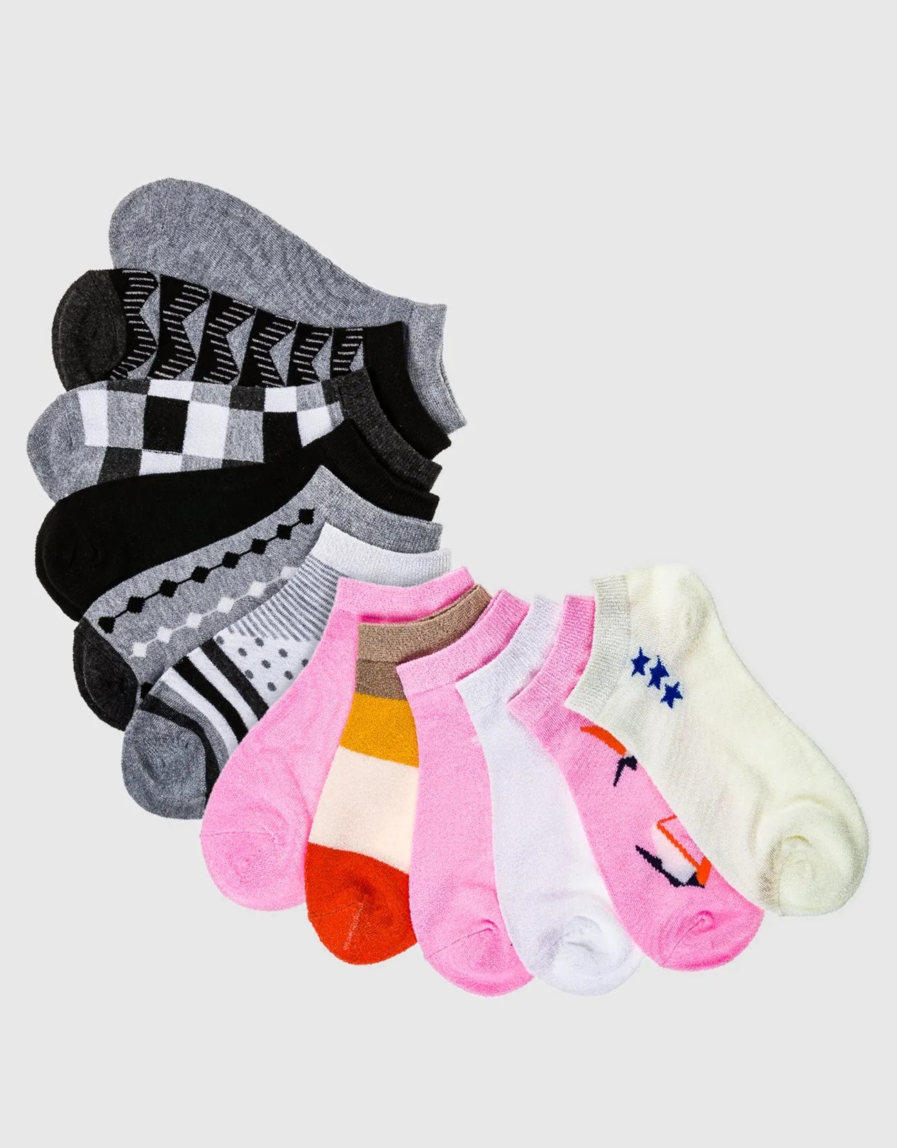 Womens Multicolor Ankle Socks 12 Pack