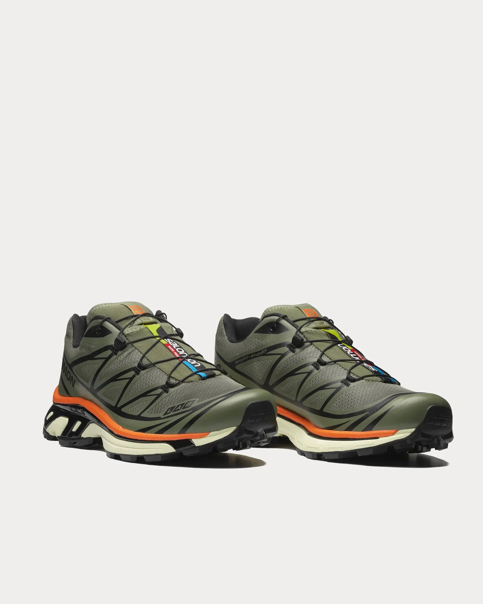 XT-6 Deep Lichen Green / Black / Red Orange Low Top Sneakers