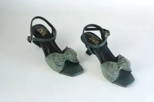 ZARA BOW FANCY SANDALS - GREEN